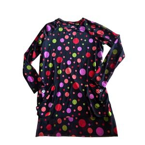 Y2K Funky Milano Womens XL Polka Dot Mesh Long Sleeve Dress